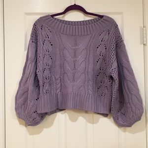 Lavander balloon sleeves cable knit sweater - NWT